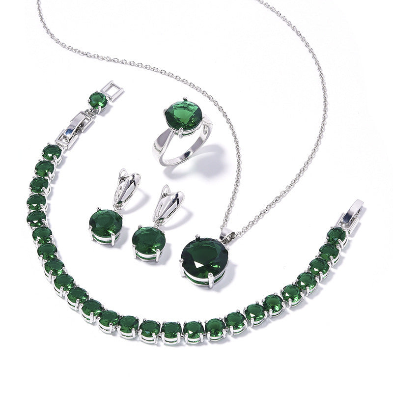 Geometric Round-Stone Necklace, Earrings — alternate angle