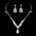 Rhinestone and Zircon Teardrop Necklace and Earrings Bridal Set in Seven Styles — Wedding Jewelry