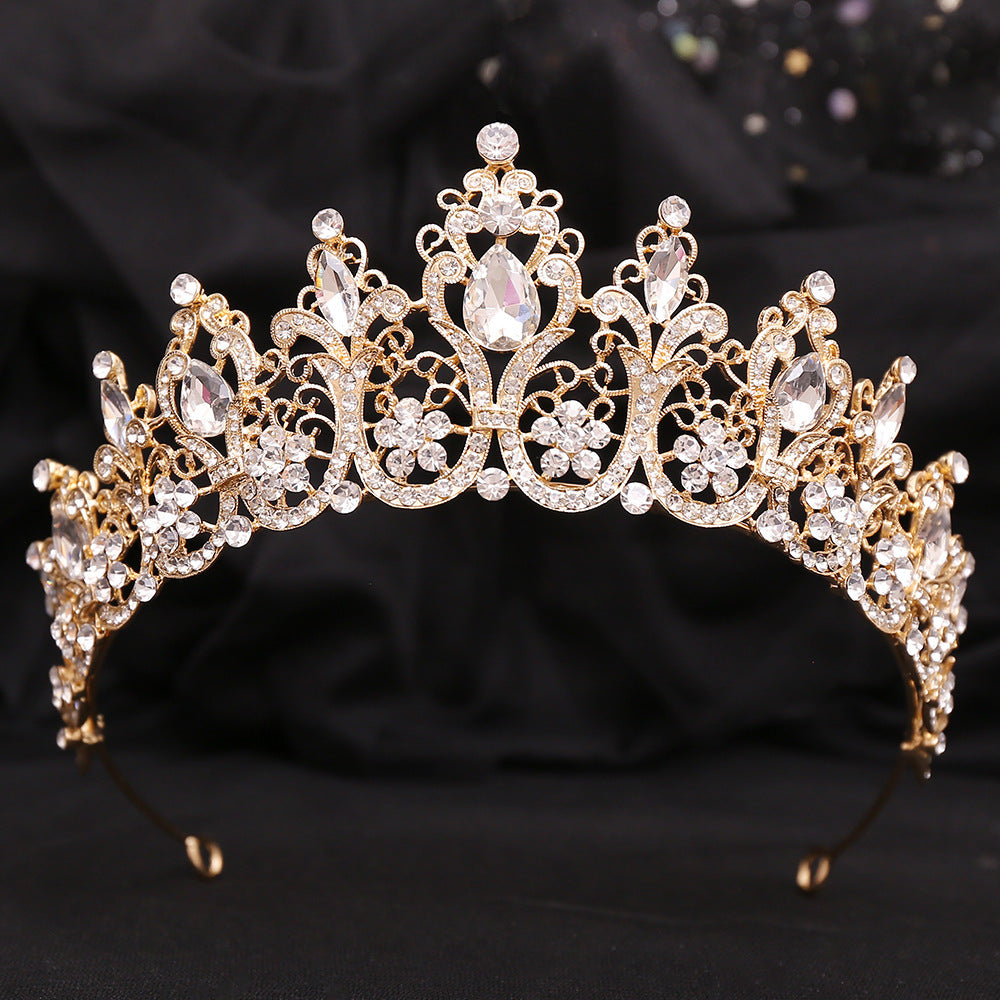 Crystal Bridal Headpiece in Silver-Tone or Gold-Tone, Clear or Red Accents — finish detail