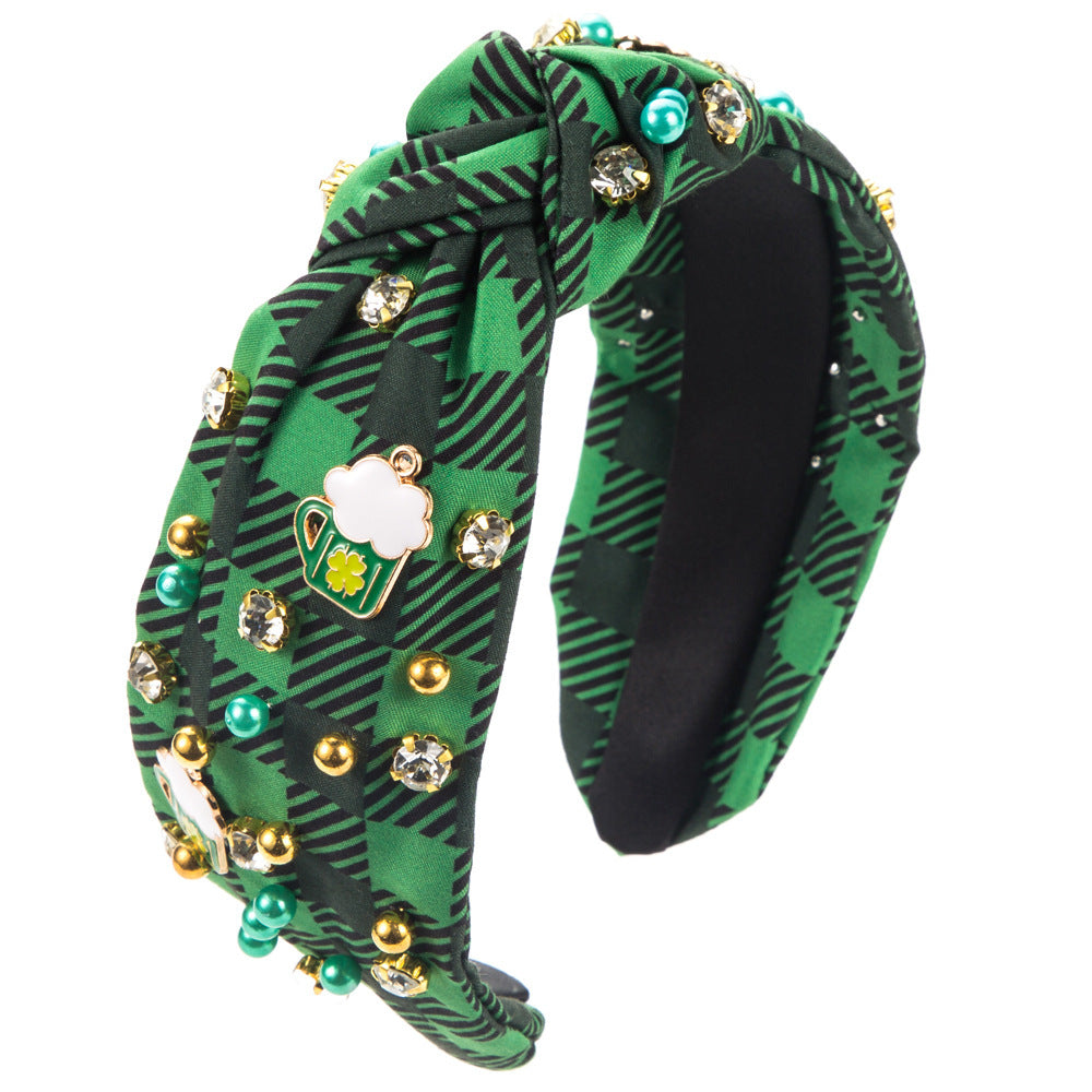 Rhinestone St Patrick's Day Headband for Women — finish detail