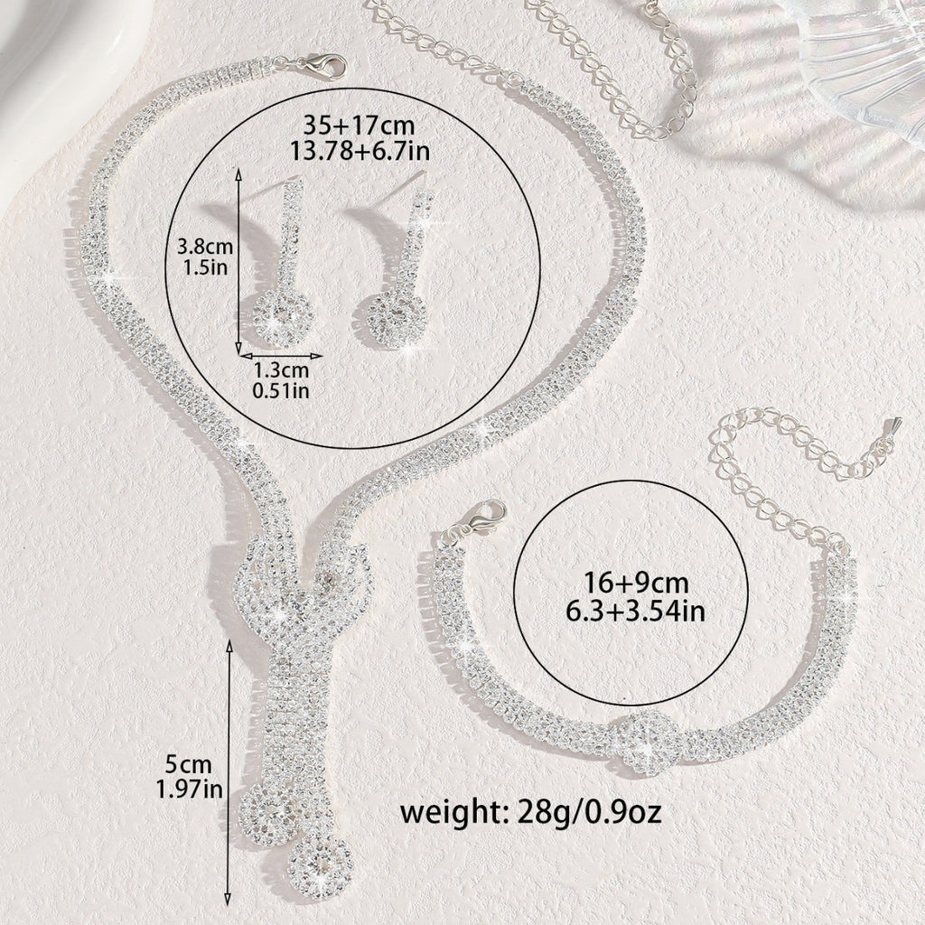 Crystal-Set Bridal Necklace and Earrings Set in Three Styles — side view