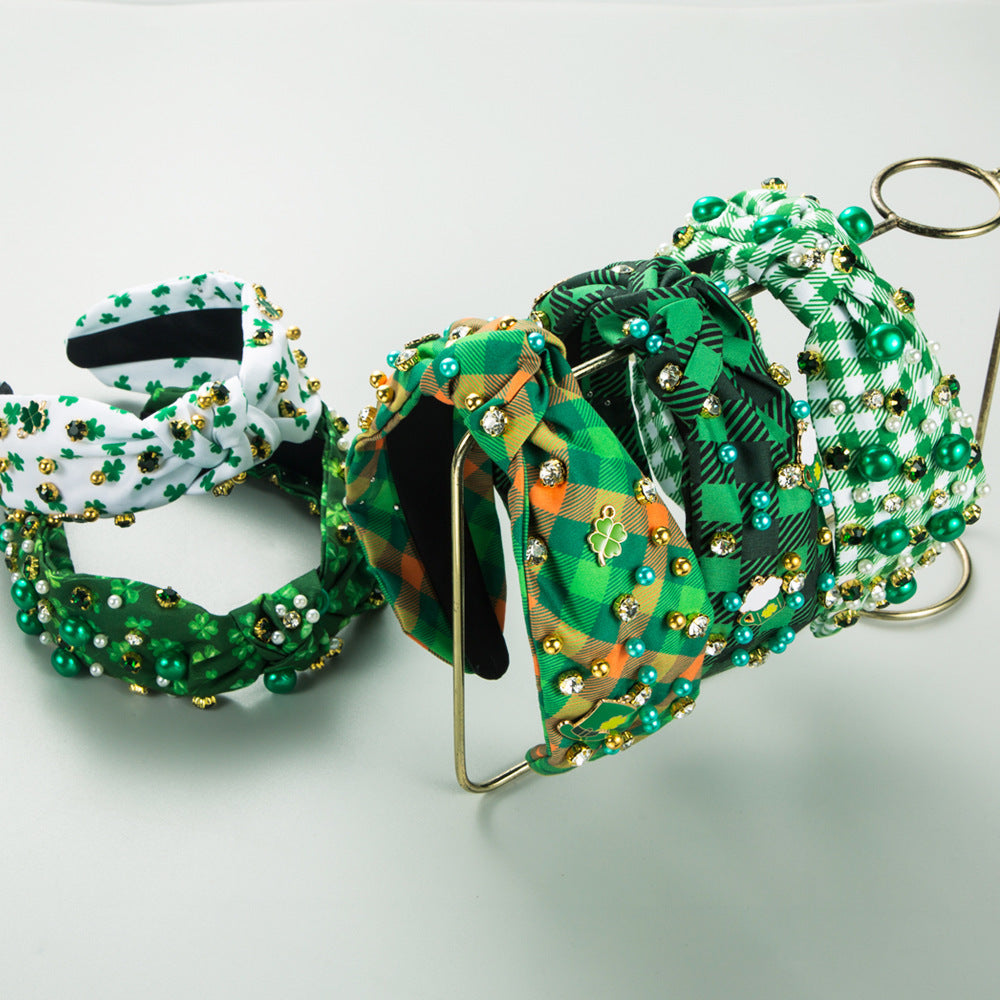 Rhinestone St Patrick's Day Headband for Women — front view