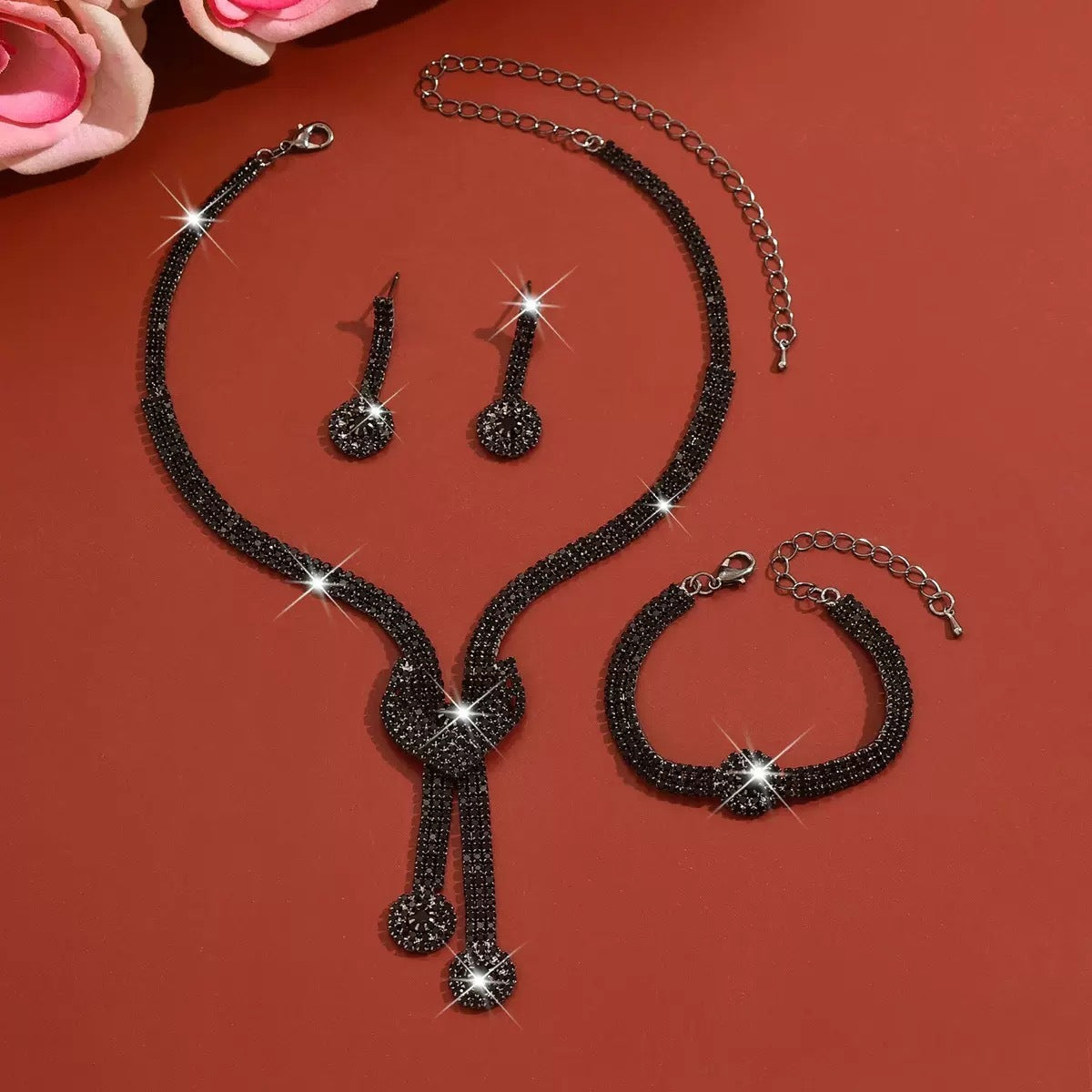 Crystal-Set Bridal Necklace and Earrings Set in Three Styles — Wedding Jewelry for Women