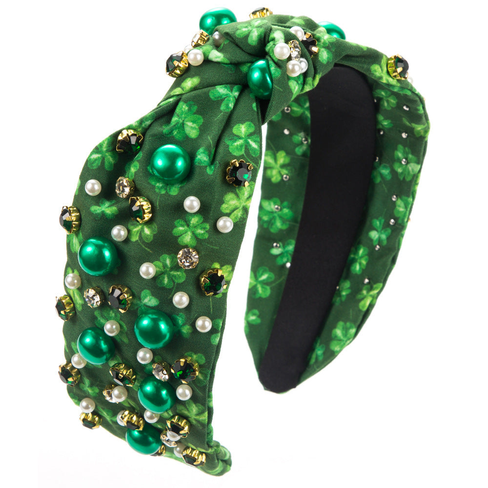 Rhinestone St Patrick's Day Headband for Women — front view