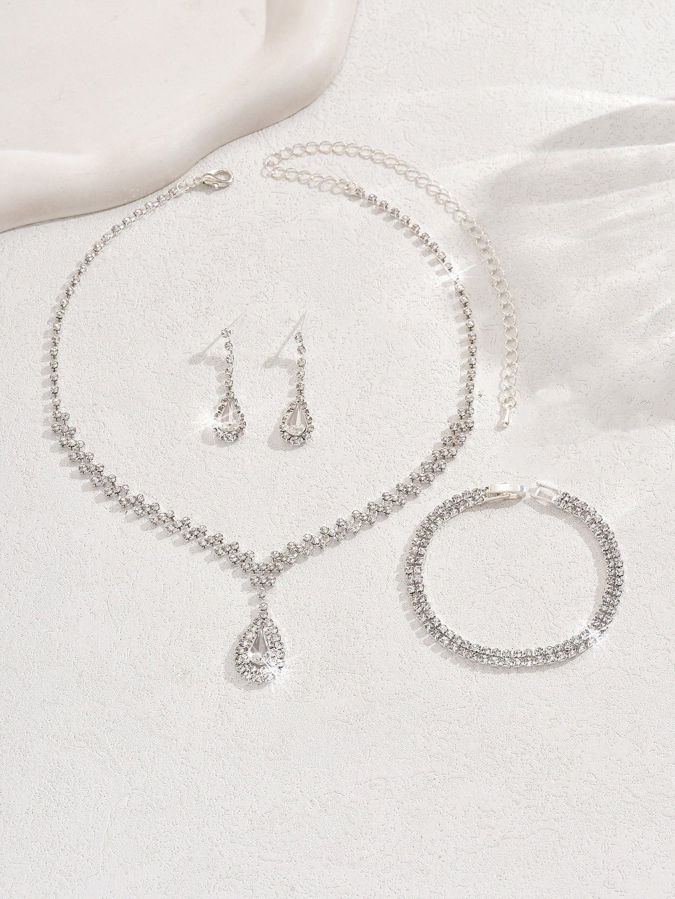 Teardrop Rhinestone Jewelry Set for Women – 2-Piece, 3-Piece or 4-Piece Options