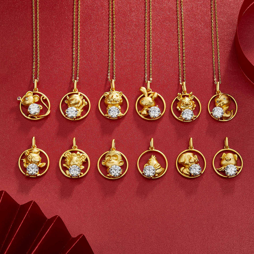 Sterling Silver Chinese Zodiac Goat Necklace With 1 ct Moissanite, D Color VVS1 — finish detail