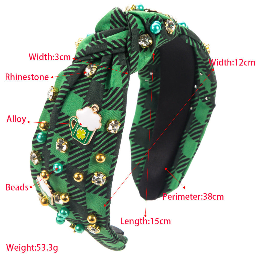 Rhinestone St Patrick's Day Headband for Women — detail close-up