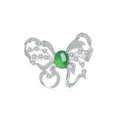 Sterling Silver Butterfly Brooch with Green Chrysoprase Cabochon