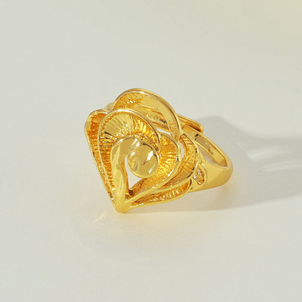 Hollow Flower Open Ring for Women, Irregular Heart-Shaped Band — scale reference