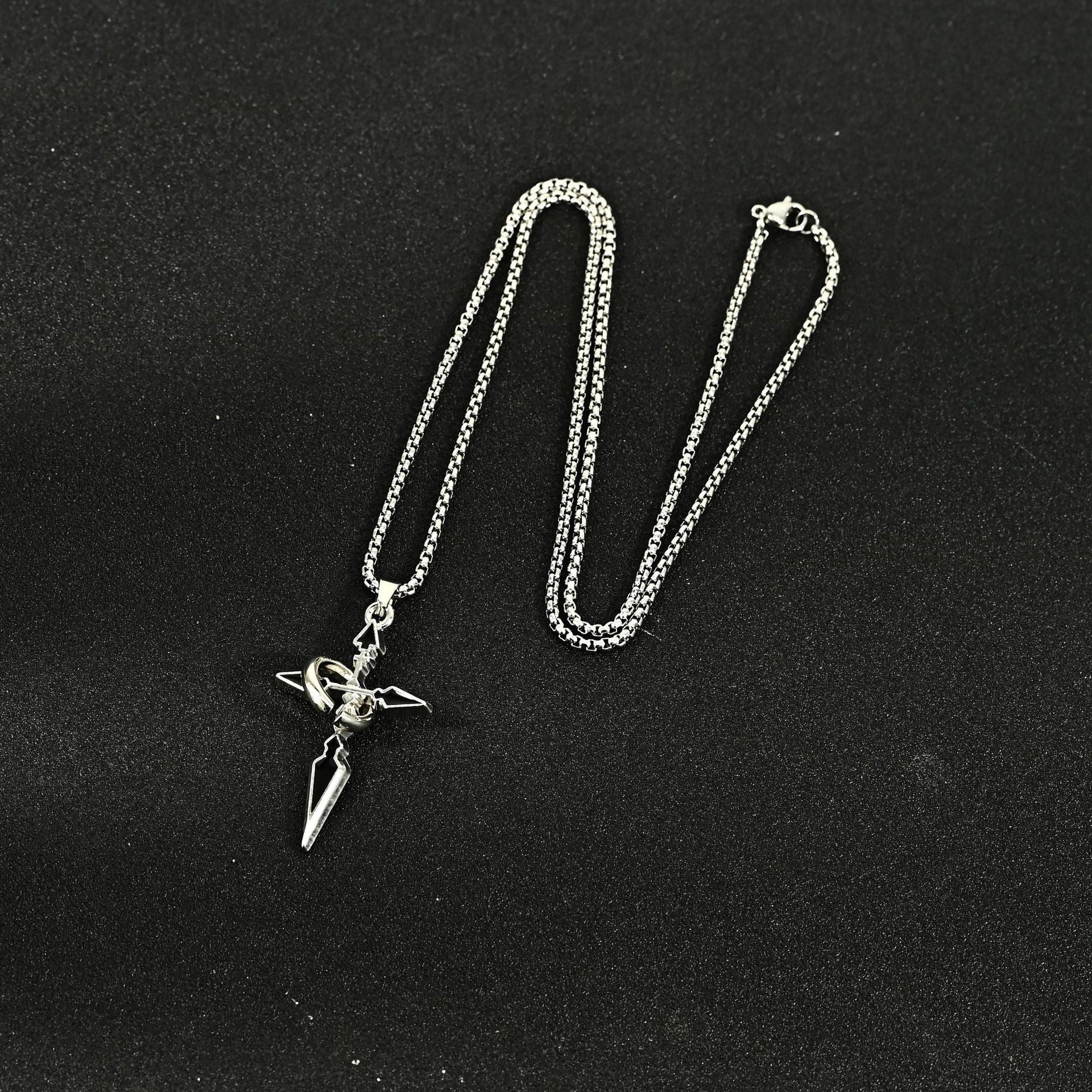 Titanium Steel Cross Necklace for Men in Six Designs — 60 cm or 70 cm Chain