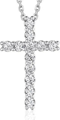 Sterling Silver Moissanite Cross Necklace