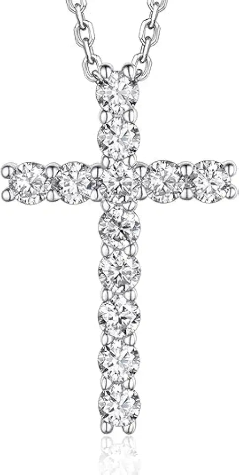 Sterling Silver Moissanite Cross Necklace