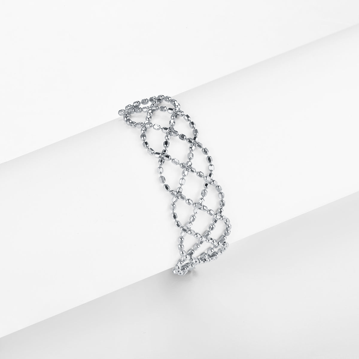 Sterling Silver Mesh Cutout Ring, 8.4 mm Wide — front view