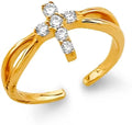Gold-Tone Cubic Zirconia Cross Ring