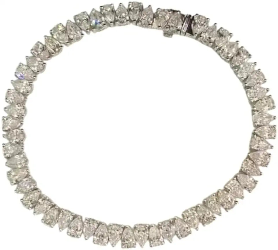 14K White Gold-Plated Sterling Silver Pear-Cut Tennis Bracelet