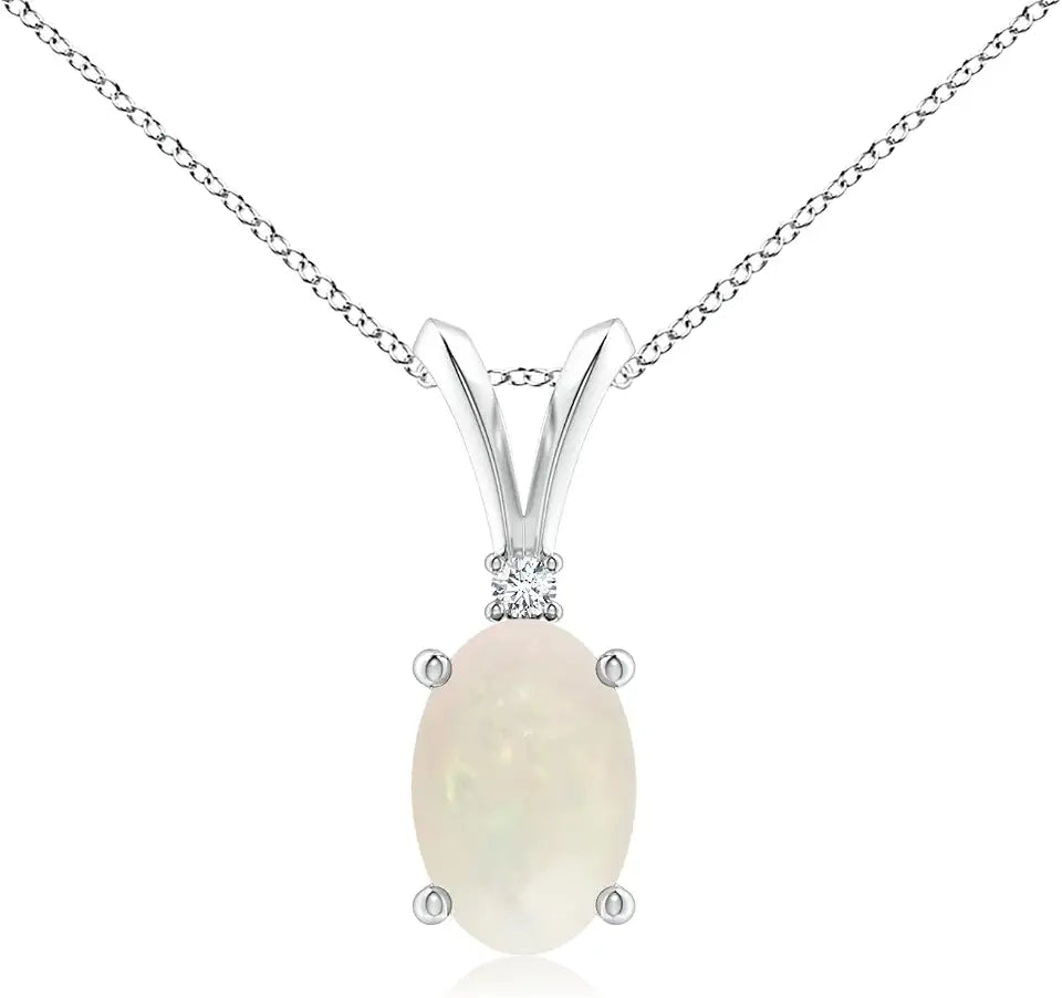 Gold-Tone Sterling Silver Oval Opal Solitaire Necklace