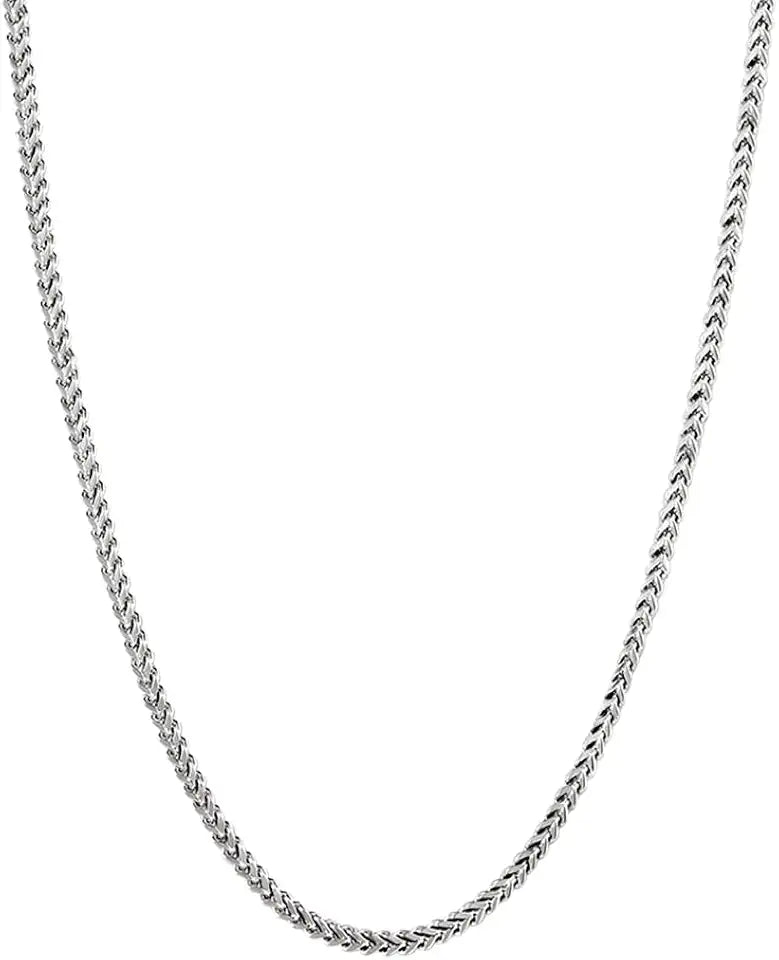 Rhodium-Plated Sterling Silver Square Box Chain Necklace