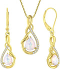14K Gold-Plated Sterling Silver Teardrop Opal Infinity Jewelry Set