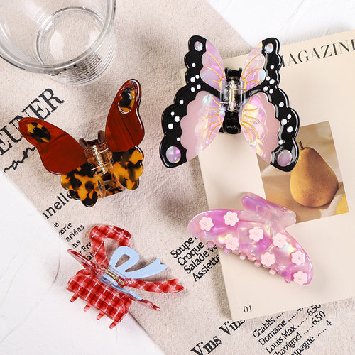 Cellulose Acetate Butterfly Hair Claw Clip in Four Designs — front view