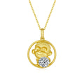 Sterling Silver Chinese Zodiac Monkey Necklace with 1 ct Moissanite – Gold-Plated