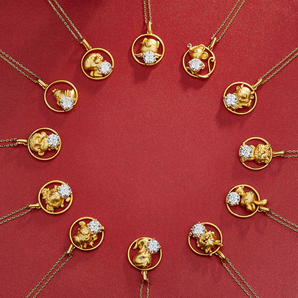 Sterling Silver Chinese Zodiac Ox Necklace With 1 ct Moissanite, D Color VVS1 — full product view