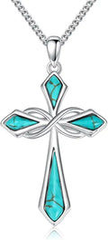 Sterling Silver Turquoise Infinity Cross Necklace