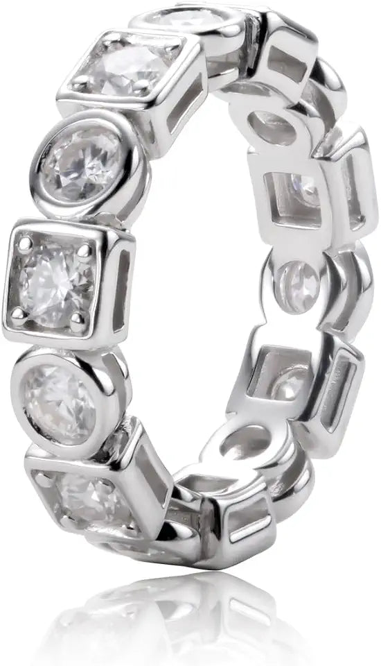 Sterling Silver Moissanite Wedding Band