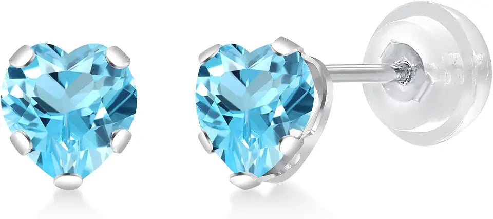Gold-Tone Birthstone Stud Heart Earrings, 5MM