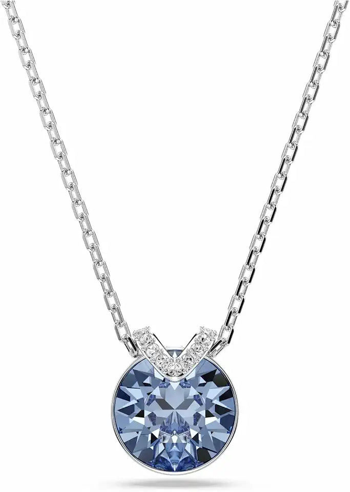 Rhodium-Plated Square Crystal Necklace with Birthstone