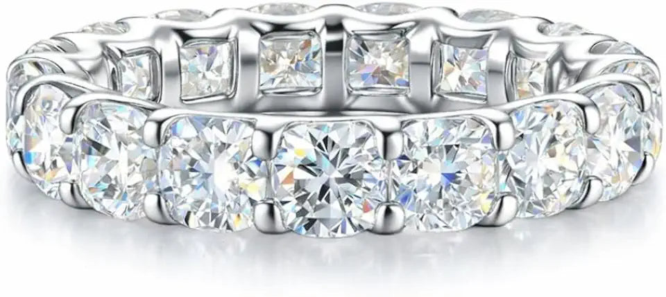 Sterling Silver Square Moissanite Wedding Band, 4mm