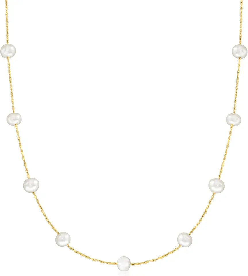 Gold-Tone Pearl Necklace, 5.5mm
