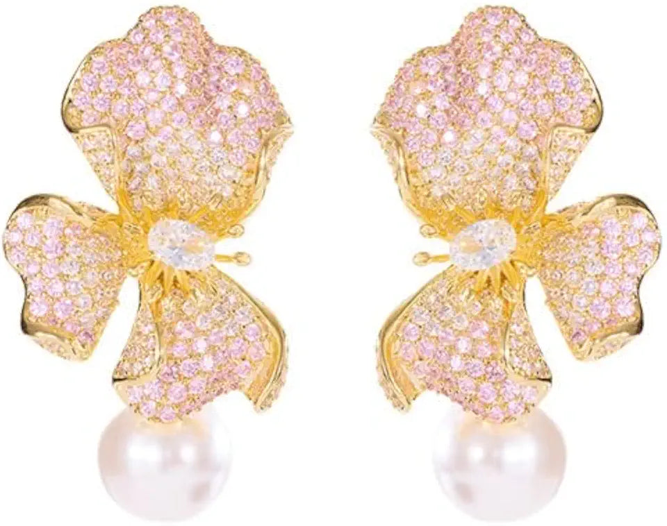 Gold-Tone Moissanite Stud Earrings