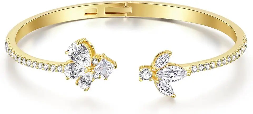 Gold-Tone Moissanite Butterfly Bracelet