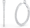 Rhodium-Plated Sterling Silver Oval Moissanite Hoop Earrings