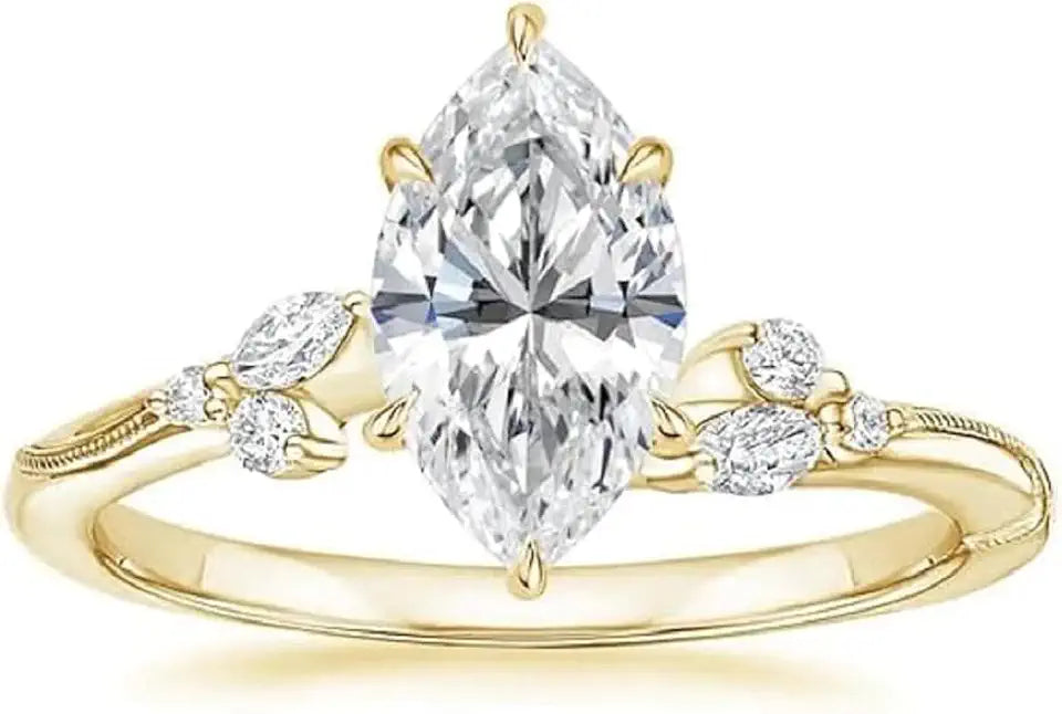 Gold-Tone Sterling Silver Moissanite Solitaire Ring