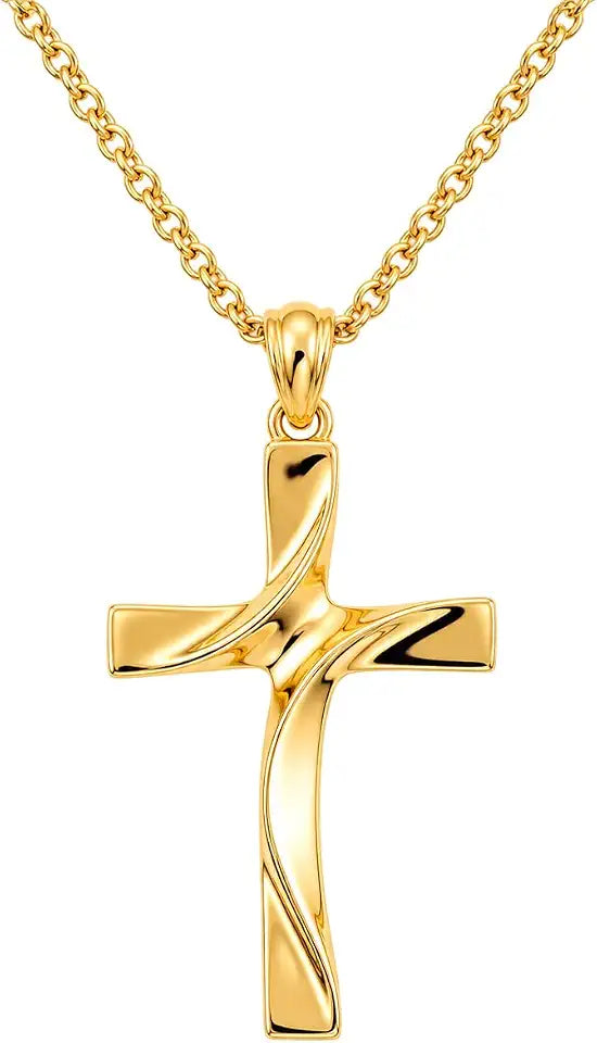 Gold-Tone Cross Necklace, 2 Inch