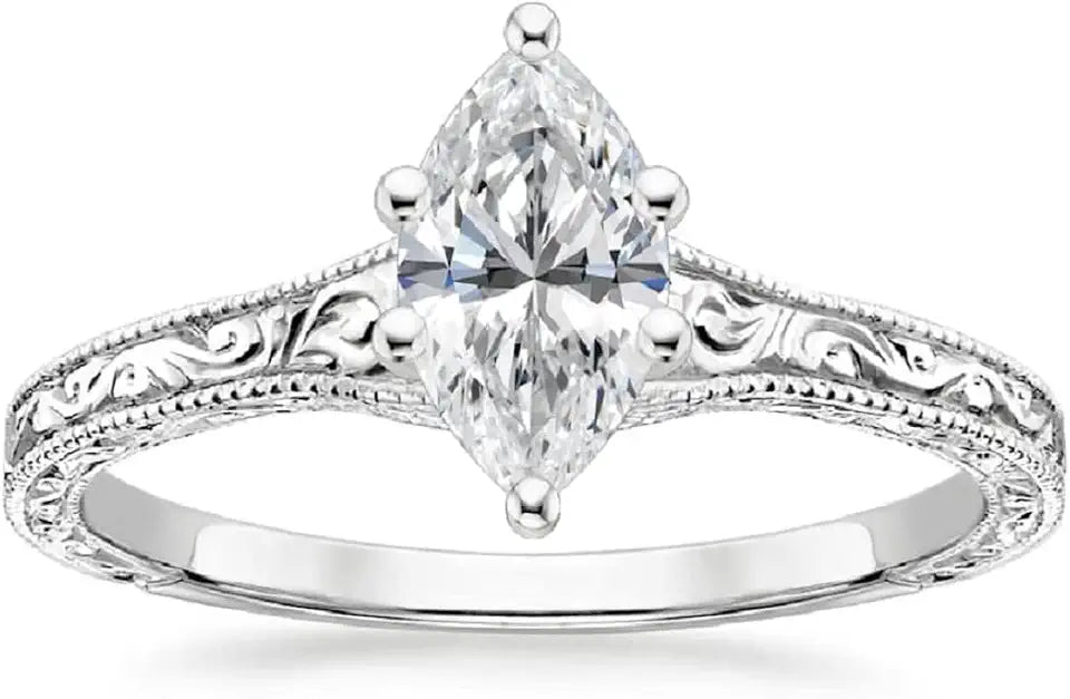 Gold-Tone Sterling Silver Moissanite Solitaire Ring