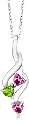 Sterling Silver Peridot Heart Necklace with Birthstone