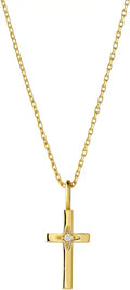 Gold-Tone Moissanite Cross Necklace