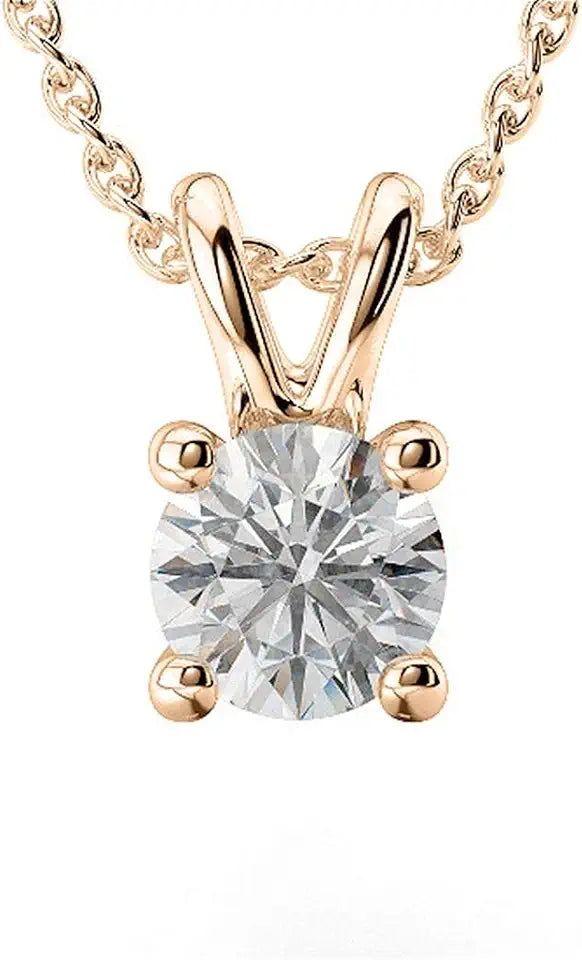 Gold-Tone Round Solitaire Pendant