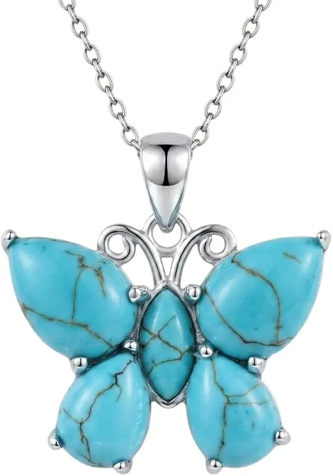 Sterling Silver Turquoise Butterfly Necklace
