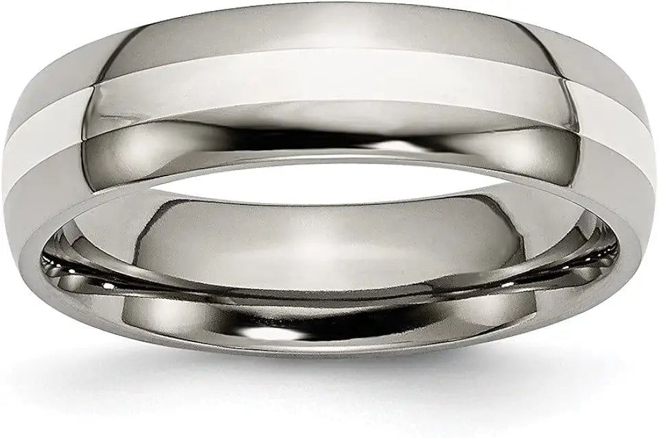 Sterling Silver Titanium Wedding Band