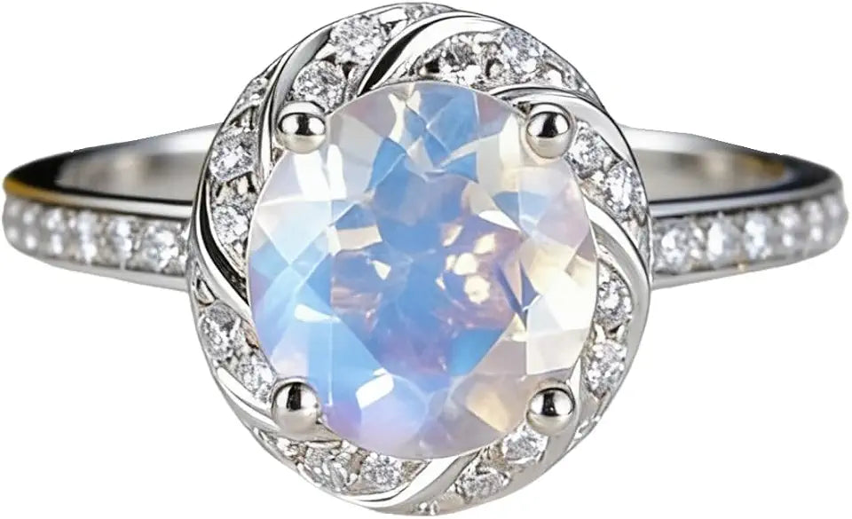 Sterling Silver Round Moissanite Engagement Ring