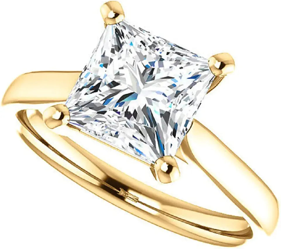Gold-Tone Moissanite Solitaire Engagement Ring