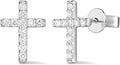 Sterling Silver Lab-Grown Diamond Stud Cross Earrings