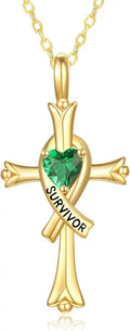 Gold-Tone Birthstone Cross Necklace