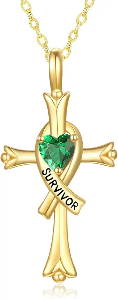 Gold-Tone Birthstone Cross Necklace