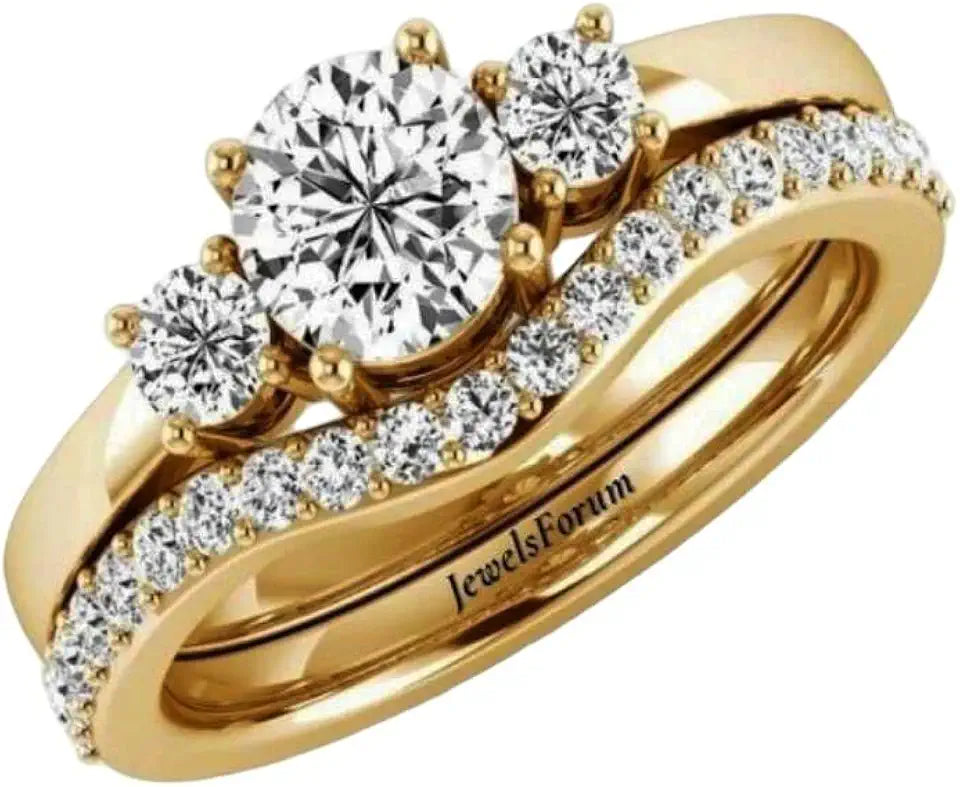 Gold-Tone Round Lab-Grown Diamond Solitaire Engagement Ring