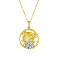 Sterling Silver Chinese Zodiac Goat Necklace with 1 ct Moissanite – Gold-Plated
