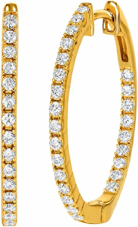 14K Gold-Plated Lab-Grown Diamond Hoop Earrings